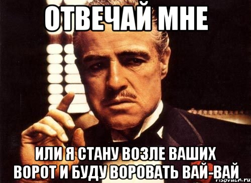 Отвечай мне Или я стану возле ваших ворот и буду воровать вай-вай, Мем крестный отец