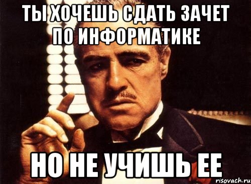 Ты хочешь сдать зачет по информатике но не учишь ее, Мем крестный отец