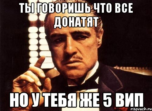 ты говоришь что все донатят но у тебя же 5 вип, Мем крестный отец