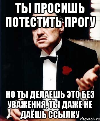 ты просишь потестить прогу но ты делаешь это без уважения, ты даже не даёшь ссылку, Мем ты делаешь это без уважения