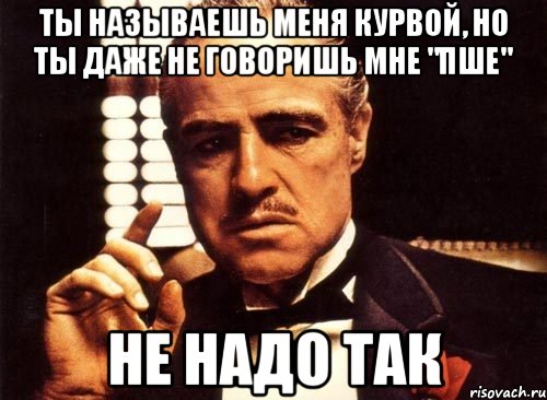 Ты называешь меня курвой, но ты даже не говоришь мне "ПШЕ" Не надо так, Мем крестный отец