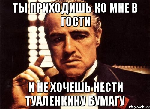 Ты приходишь ко мне в гости И не хочешь нести туаленкину бумагу, Мем крестный отец