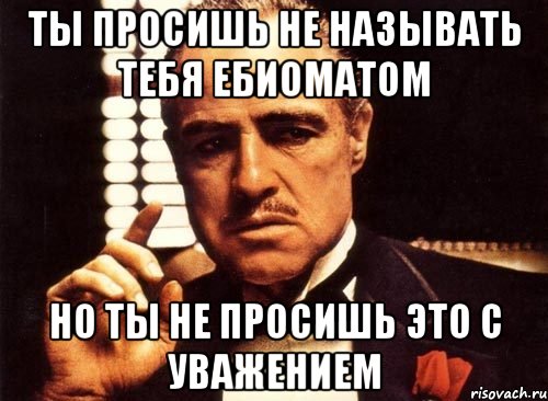 Ты просишь не называть тебя ебиоматом Но ты не просишь это с уважением, Мем крестный отец