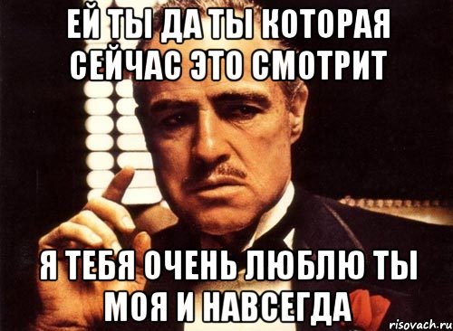 Ей ты да ты которая сейчас это смотрит Я тебя очень люблю ты моя и навсегда, Мем крестный отец