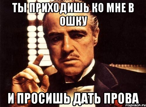 тЫ приходишь ко мне в ОШКУ и просишь дать прОва, Мем крестный отец