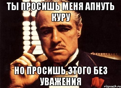 Ты просишь меня апнуть куру Но просишь этого без уважения, Мем крестный отец