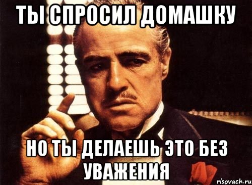 Ты спросил домашку Но ты делаешь это без уважения, Мем крестный отец