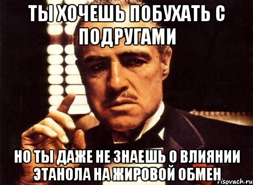 Ты хочешь побухать с подругами Но ты даже не знаешь о влиянии этанола на жировой обмен, Мем крестный отец