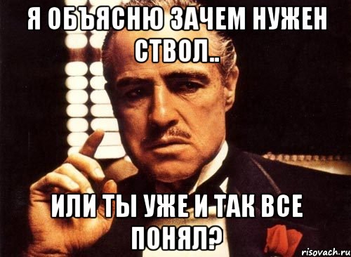 Я ОБЪЯСНЮ ЗАЧЕМ НУЖЕН СТВОЛ.. ИЛИ ТЫ УЖЕ И ТАК ВСЕ ПОНЯЛ?, Мем крестный отец