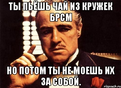 Ты пьёшь чай из кружек БРСМ но потом ты не моешь их за собой., Мем крестный отец