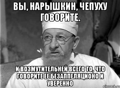 Вы, Нарышкин, чепуху говорите. И возмутительней всего то, что говорите ее безаппеляционо и уверенно