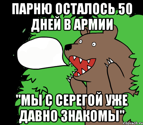 Парню осталось 50 дней в армии "Мы с Серегой уже давно знакомы", Комикс медведь из кустов