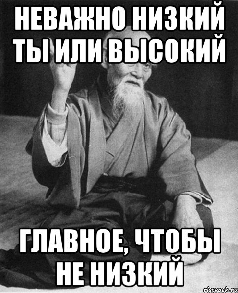 Неважно низкий ты или высокий Главное, чтобы не низкий, Мем Монах-мудрец (сэнсей)