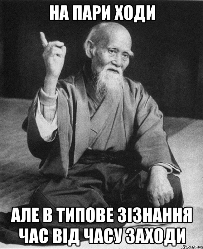 НА ПАРИ ХОДИ АЛЕ В ТИПОВЕ ЗІЗНАННЯ ЧАС ВІД ЧАСУ ЗАХОДИ, Мем Монах-мудрец (сэнсей)