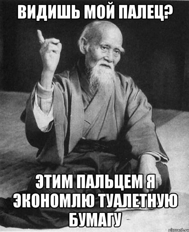 Видишь мой палец? Этим пальцем я экономлю туалeтную бумагу, Мем Монах-мудрец (сэнсей)