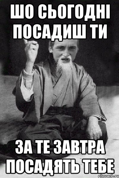 шо сьогодні посадиш ти за те завтра посадять тебе, Мем Мудрий паца