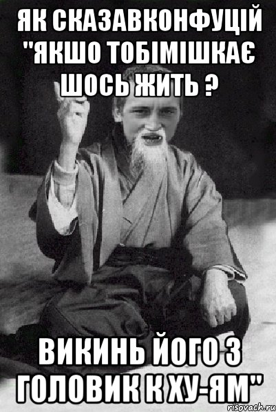 ЯК СКАЗАВКОНФУЦІЙ "ЯКШО ТОБІМІШКАЄ ШОСЬ ЖИТЬ ? ВИКИНЬ ЙОГО З ГОЛОВИК К ХУ-ЯМ", Мем Мудрий паца