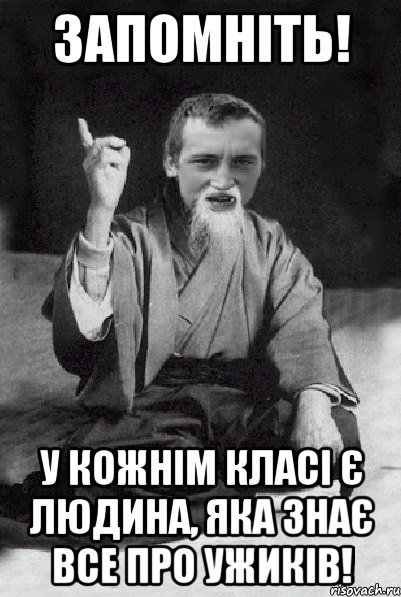 запомніть! у кожнім класі є людина, яка знає все про ужиків!, Мем Мудрий паца