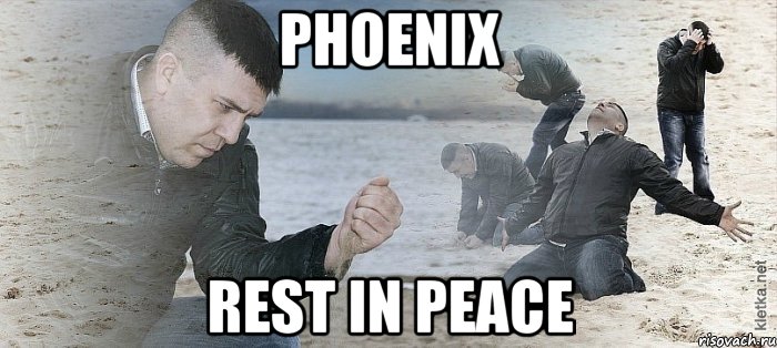 PHOENIX REST IN PEACE, Мем Мужик сыпет песок на пляже