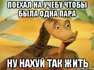 поехал на учебу чтобы была одна пара ну нахуй так жить, Мем  Удав Каа задумался