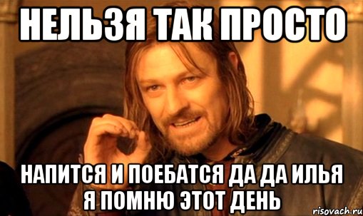 Нельзя так просто напится и поебатся Да да илья я помню этот день, Мем Нельзя просто так взять и (Боромир мем)