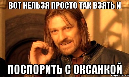 Вот нельзя просто так взять и поспорить с Оксанкой, Мем Нельзя просто так взять и (Боромир мем)