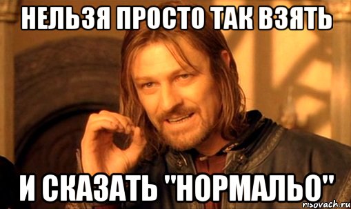 НЕЛЬЗЯ ПРОСТО ТАК ВЗЯТЬ И СКАЗАТЬ "НОРМАЛЬО", Мем Нельзя просто так взять и (Боромир мем)