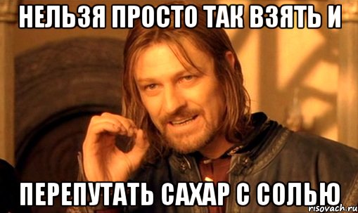 Нельзя просто так взять и Перепутать сахар с солью, Мем Нельзя просто так взять и (Боромир мем)