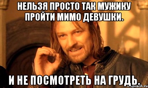 Нельзя просто так мужику пройти мимо девушки. И не посмотреть на грудь., Мем Нельзя просто так взять и (Боромир мем)