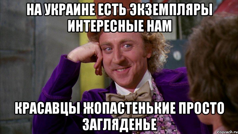 На украине есть экземпляры интересные нам Красавцы жопастенькие просто загляденье, Мем Ну давай расскажи (Вилли Вонка)