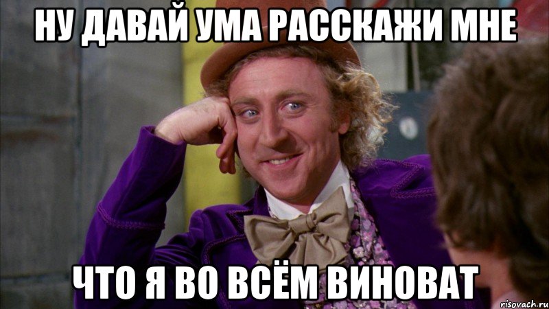 ну давай ума расскажи мне что я во всём виноват, Мем Ну давай расскажи (Вилли Вонка)