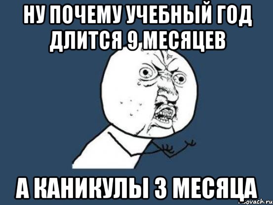 Ну почему учебный год длится 9 месяцев А каникулы 3 месяца, Мем Ну почему