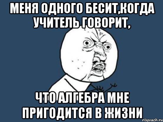 меня одного бесит,когда учитель говорит, что алгебра мне пригодится в жизни, Мем Ну почему