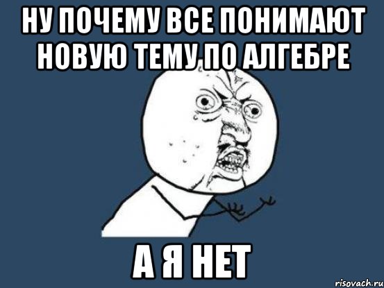 Ну почему все понимают новую тему по алгебре а я нет, Мем Ну почему