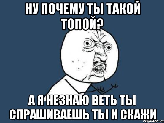 ну почему ты такой топой? а я незнаю веть ты спрашиваешь ты и скажи, Мем Ну почему