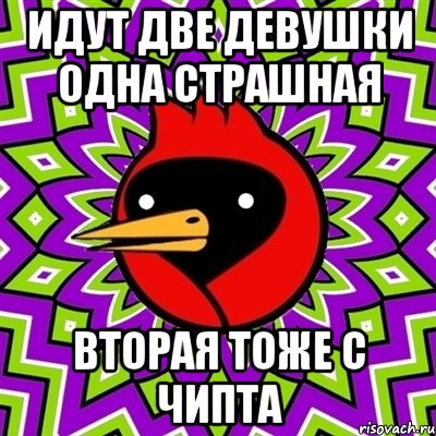 идут две девушки одна страшная вторая тоже с чипта, Мем Омская птица