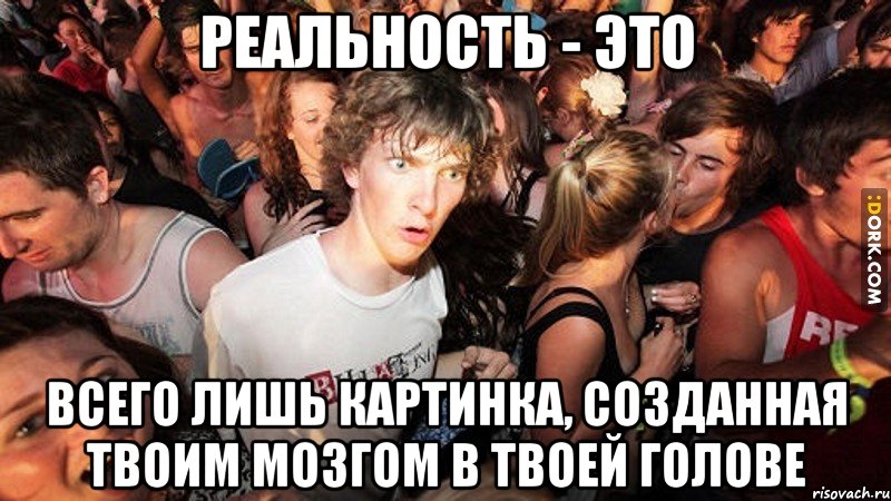 Реальность - это всего лишь картинка, созданная твоим мозгом в твоей голове, Мем   озарение