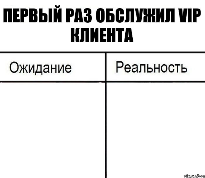 Первый раз обслужил VIP клиента  , Комикс  Ожидание - реальность