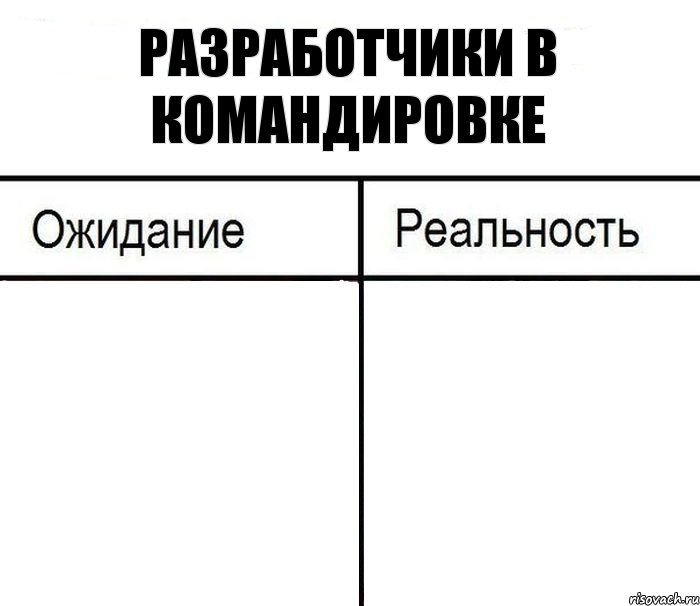 Разработчики в командировке  , Комикс  Ожидание - реальность