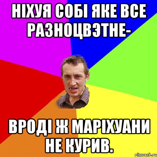 Нiхуя собi яке все разноцвэтне- вродi ж марiхуани не курив., Мем Чоткий паца