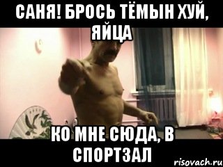 Саня! Брось Тёмын хуй, яйца Ко мне сюда, в спортзал, Мем Паскуда тварь