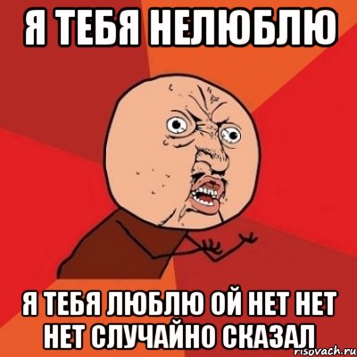 я тебя нелюблю я тебя люблю ой нет нет нет случайно сказал, Мем Почему