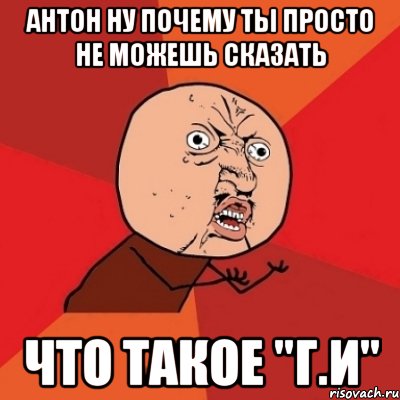 Антон ну почему ты просто не можешь сказать что такое "г.и", Мем Почему