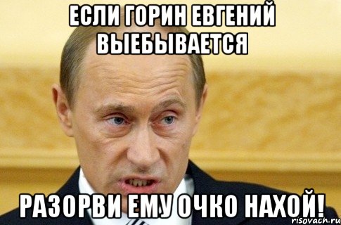 Если Горин Евгений выебывается Разорви ему очко нахой!, Мем путин