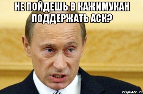 Не пойдешь в кажимукан поддержать аск? , Мем путин