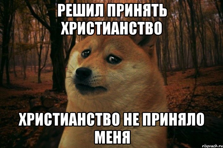 решил принять христианство христианство не приняло меня, Мем SAD DOGE