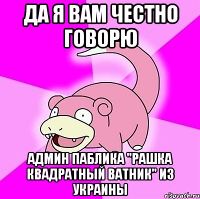 Да я вам честно говорю админ паблика "рашка квадратный ватник" из украины, Мем слоупок