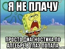 Я не плачу просто диагностика по алгебре в глаз попала, Мем Спанч Боб плачет