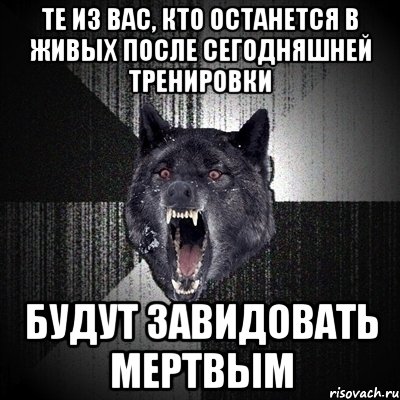 Те из вас, кто останется в живых после сегодняшней тренировки Будут завидовать мертвым, Мем Сумасшедший волк