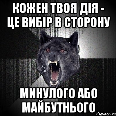 Кожен твоя дія - це вибір в сторону минулого або майбутнього, Мем Сумасшедший волк